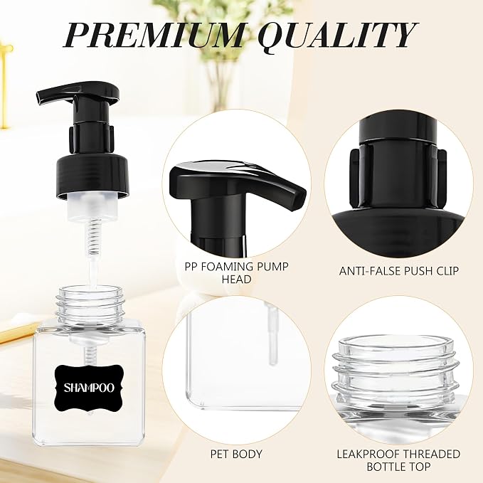 8.5 oz Foaming Soap Dispenser Plastic Foaming Pump Bottle, Refillable Dispenser - Image 5