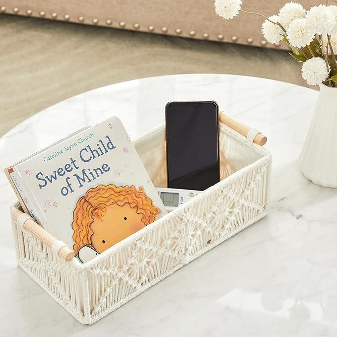 Nonam Macrame Storage Baskets, Boho Decor Style Woven Storage Boxes - Image 6