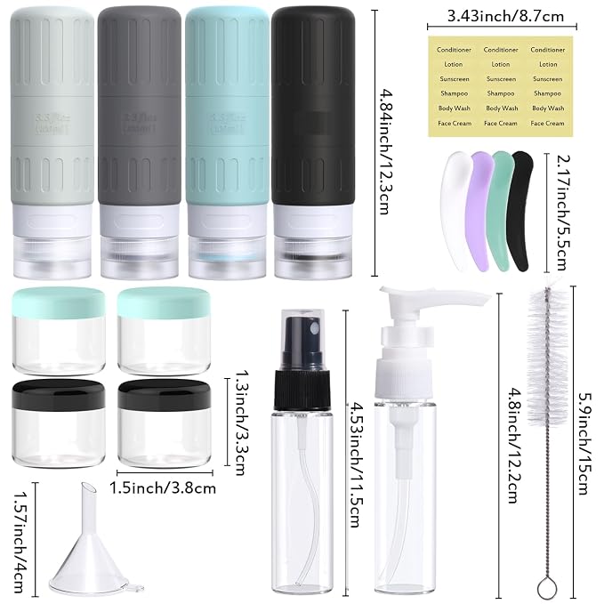 GLAMFIELDS Travel Bottles for Toiletries, TSA Approved 3.3oz Size LeakProof - Image 2