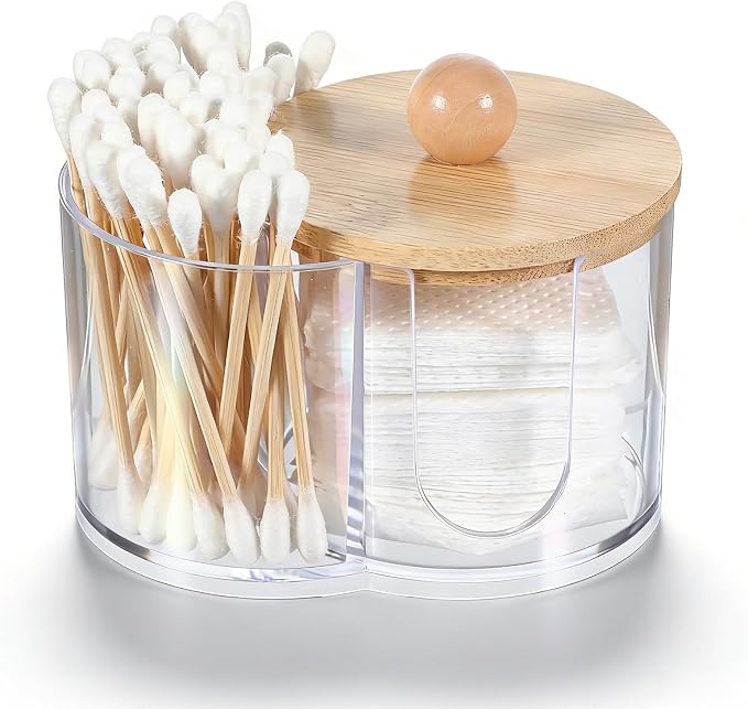 Cotton Round Holder, Dual Compartment Qtip Dispenser by Unknown