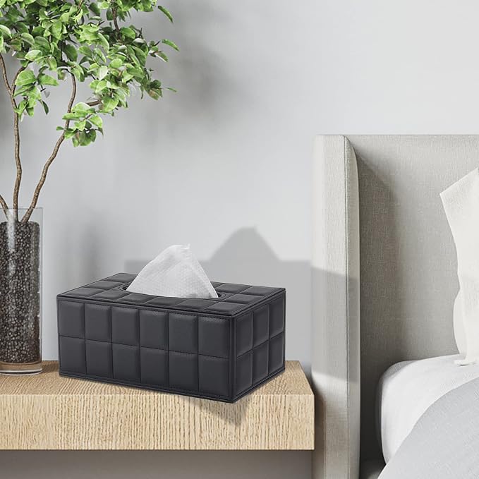 Tissue Box Cover Rectangle Tissue Box Holder PU Leather Facial Organizer - Image 4