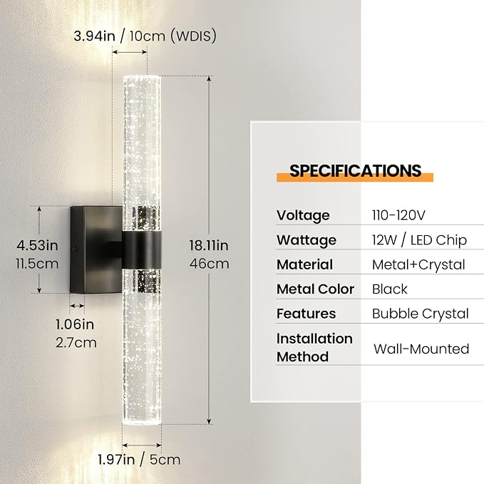 Black Modern LED Wall Sconce - Image 2