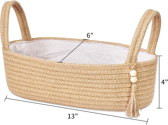 ABenkle Jute Rope Boho Storage Basket, Small Woven Bathroom Organizer, - Image 5