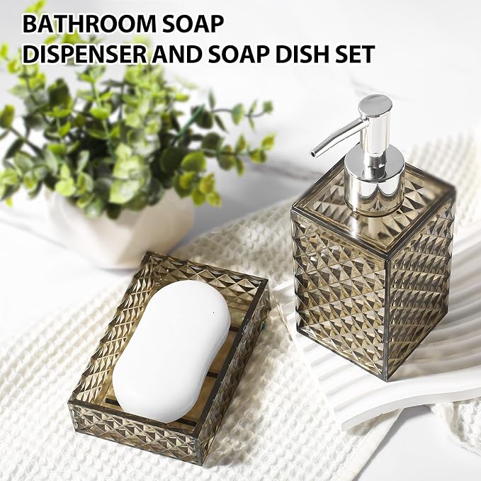 Brown Bathroom Accessories Set, 4 Pack Acrylic Bath Accessory Sets Complete - Image 4