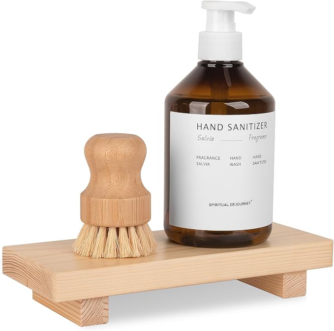 Bathroom Counter Organizer Wood Pedestal Stand Farmhouse Decorative Tray Soap by zoocatia