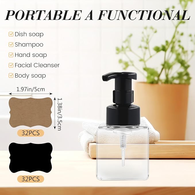 8.5 oz Foaming Soap Dispenser Plastic Foaming Pump Bottle, Refillable Dispenser - Image 3