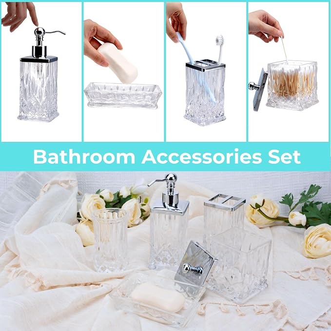 Bathroom Accessories Set, Complete Lotion Soap Dispenser, Toothbrush Holder - Image 5