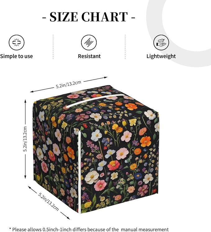 Spring Florals Herbs Tissue Box Cover Vintage Flowers Square Leather Tissue - Image 3