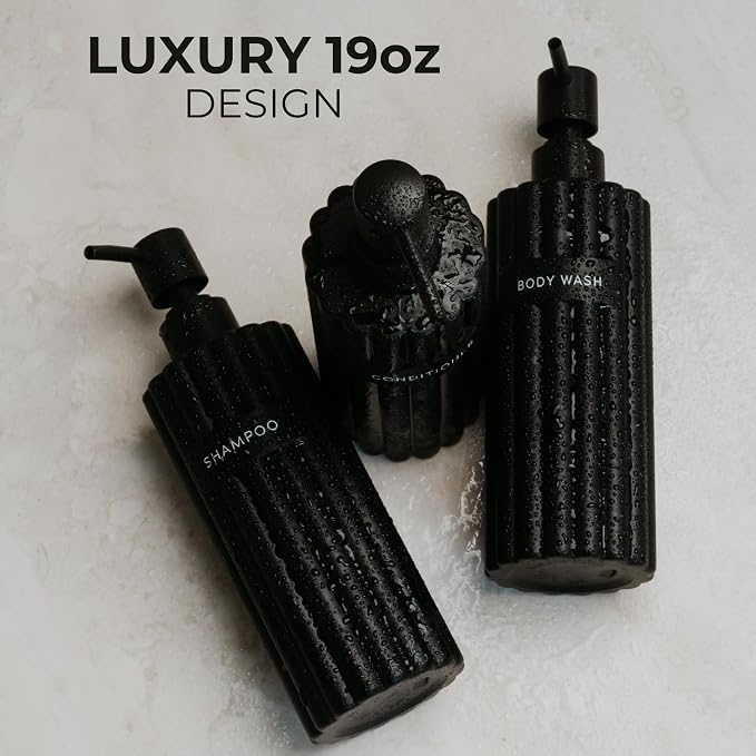 Stylish Shampoo and Conditioner Dispenser Set of 3 - Image 3