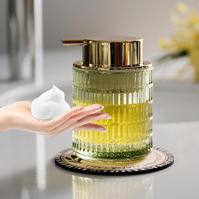 Glass Foam Soap Dispenser for Kitchen & Bathroom, Refillable Lotion Dispenser by CICUFYOfficial