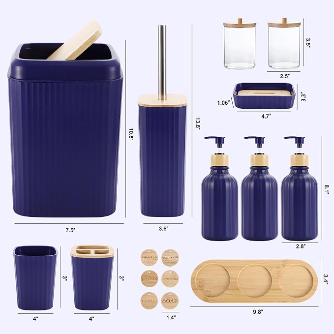 Navy Blue Bathroom Accessories Set 17PCS Bathroom Set - Image 6
