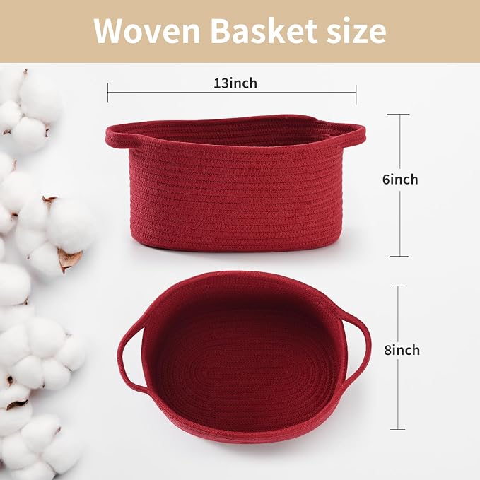Cute Burgundy Woven Gift Basket – Empty Burr Baskets - Image 2