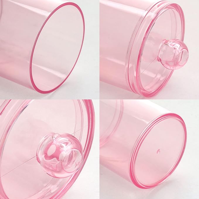 Tbestmax 3 Pack Cotton Swab Ball Pad Holder, 10 Oz Qtip Apothecary Jar Pink - Image 4