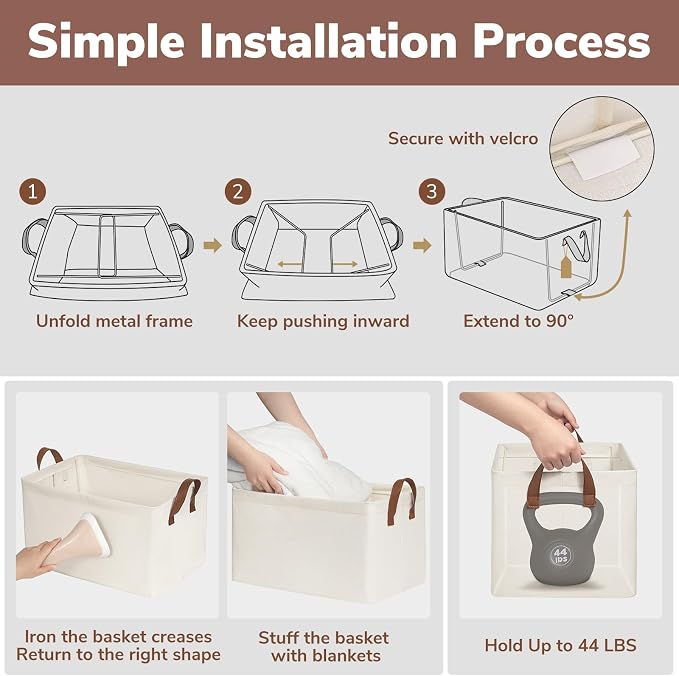 CHICVITA Storage Bins for Shelves, Closet Bins for Organization, Collapsible - Image 4
