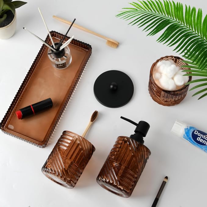 Bathroom Accessories Set, Toothbrush Holder, Qtip Holder Dispenser and Vanity - Image 5