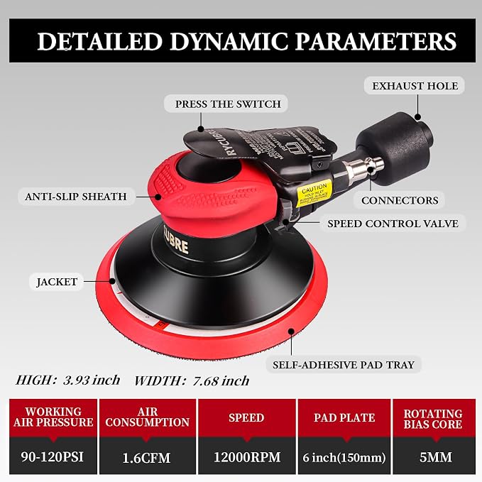 Air Sander with vacuum – 6 Inch DA Palm Sander - Image 4