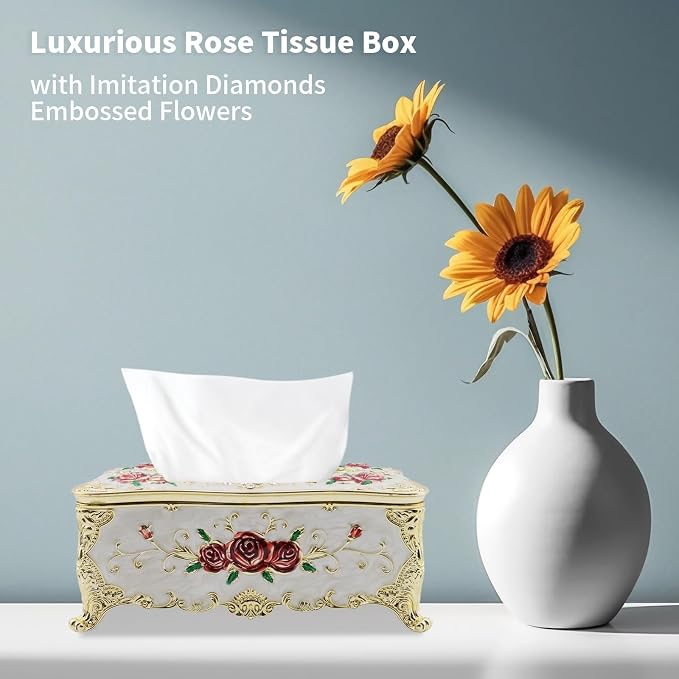 9.45"x5.43"x3.94" Luxurious Rose Tissue Box - Image 3