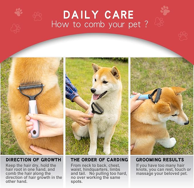 Double-Sided Undercoat Rake for Deshedding & Dematting Pets - Image 4