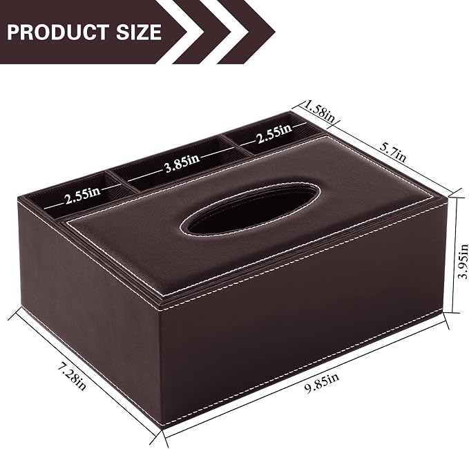 PU Leather Rectangular Tissue Box Cover - Image 4