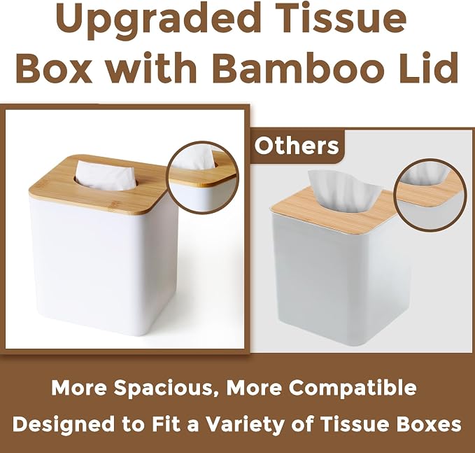 White Tissue Box Cover, Square Tissue Box Holder - Image 6