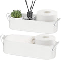 Mkono Metal Storage Basket for Toilet Tank Top Bathroom Decor, Galvanized Tray by Mkono