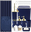 Bathroom Set with Shower Curtain and Rugs- 25PC Blue Bathroom Accessory Set by BetterbathroomwithXLHOME