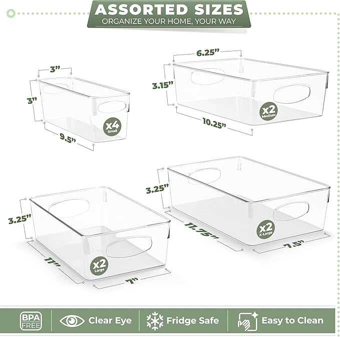 Sorbus Clear Plastic Organizing Bins 10-Pack, Refrigerator & Pantry Organizer - Image 3