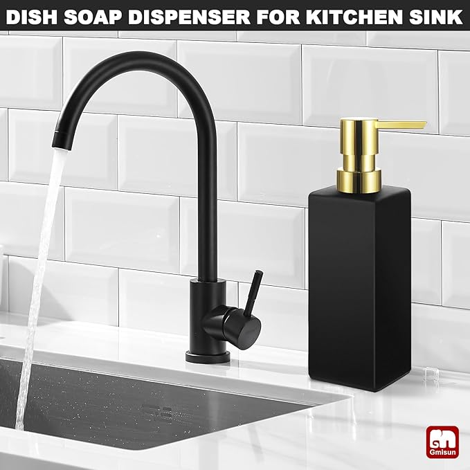 GMISUN Gold Hand Soap Dispenser, 12 fl oz/350ml Refillable Dish Dispensers - Image 4
