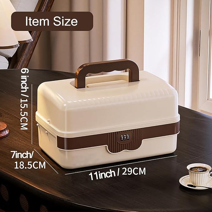 3-Layer Plastic Tackle Lock Box Organizers Storage, Portable Folding Sewing Box - Image 4