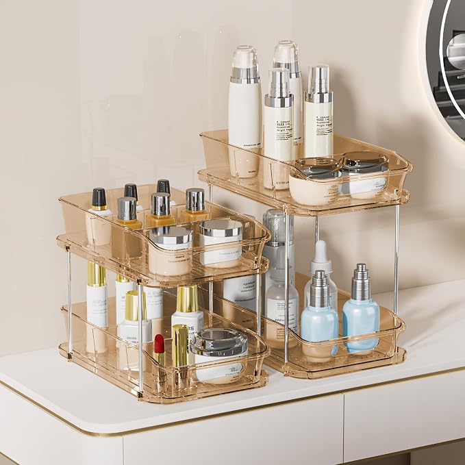 Delamu 2-Tier Under Sink Organizers and Storage, Pull Out Kitchen Pantry - Image 2