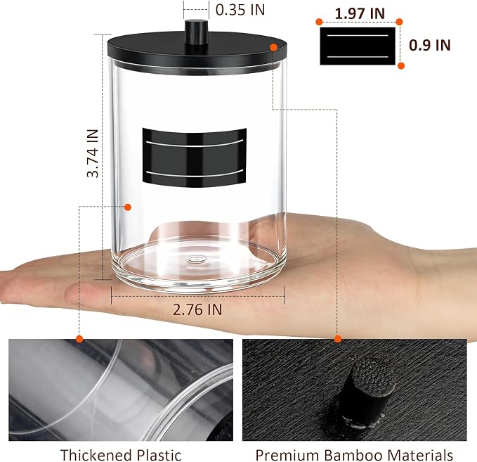 4 Pack 10 oz Acrylic Qtip Holder - Image 2