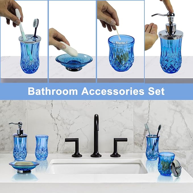 Bathroom Accessories Set, Complete Lotion Soap Dispenser, Toothbrush Holder - Image 5
