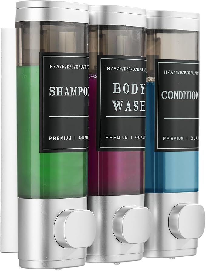 Shampoo and Conditioner Dispenser, Shower Dispenser 3 Chamber No Drill by CaboDeseado