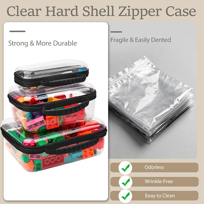 3 Pack Clear Hard Shell Zipper Case - Image 7