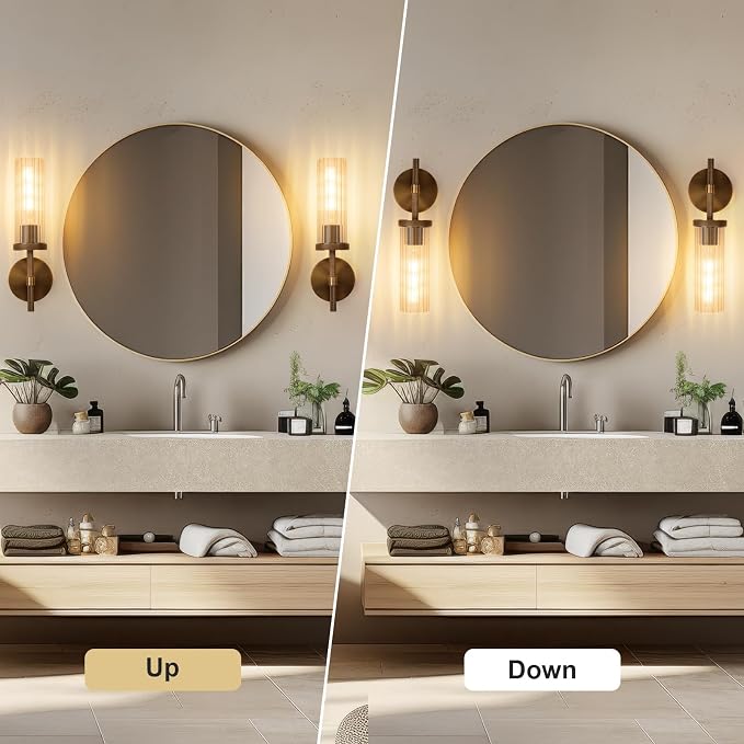 15" Knurled Bronze Hardwired Wall Sconces Set of 2, Bathroom Vanity Light - Image 5