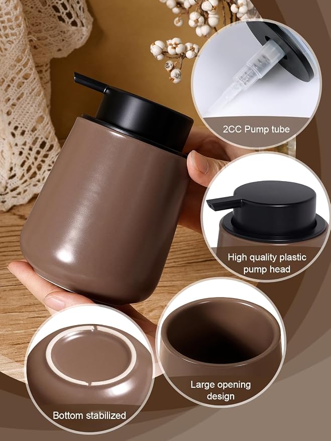 INGOFIN Ceramic Lotion Dispenser - 12 oz Hand Soap Dispenser Bathroom - Image 5