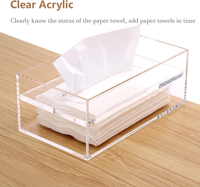 SANRUI Clear Acrylic Facial Tissue Box Cover Holder - Image 7