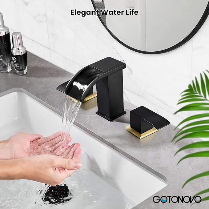 gotonovo Waterfall 8 inch Widespread Bathroom Faucet Set Bathroom Sink Faucet 3 - Image 3