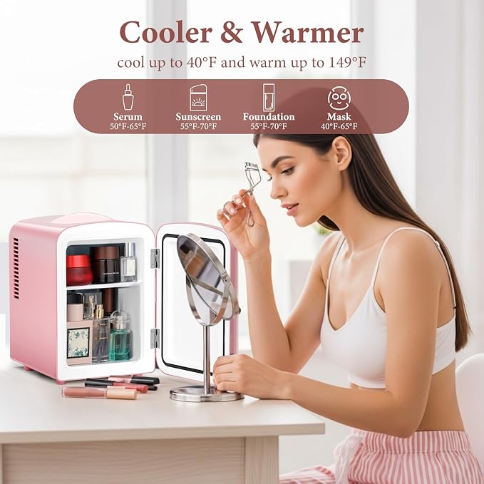 Xbeauty Retro Mini Fridge, Compact Refrigerator - Image 3