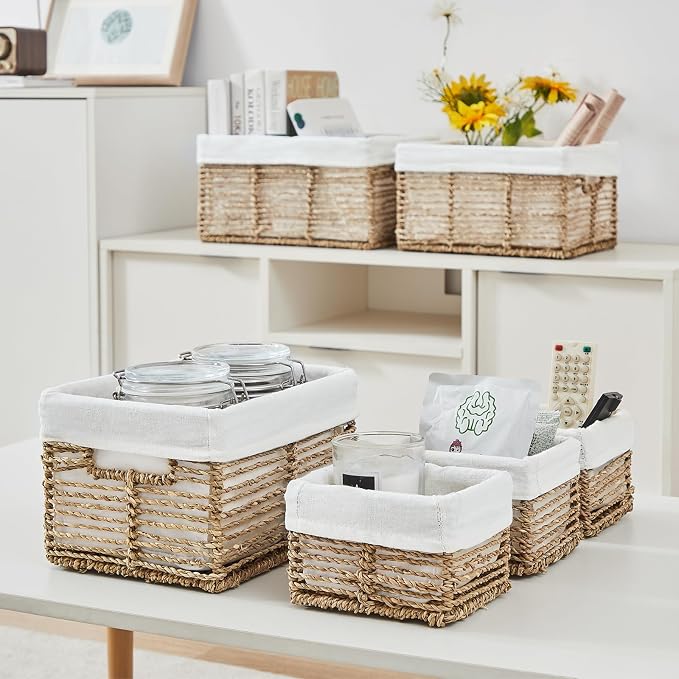 Vagusicc Wicker Storage Basket, 6 Pack Seagrass Baskets - Image 6