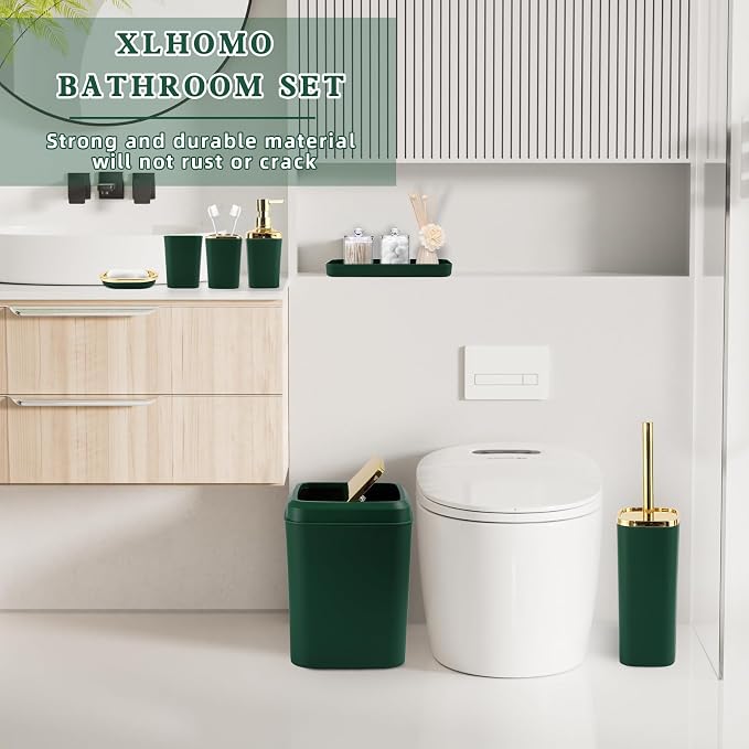 Bathroom Accessories Set, Dark Green Bathroom Accessory Set - Image 7