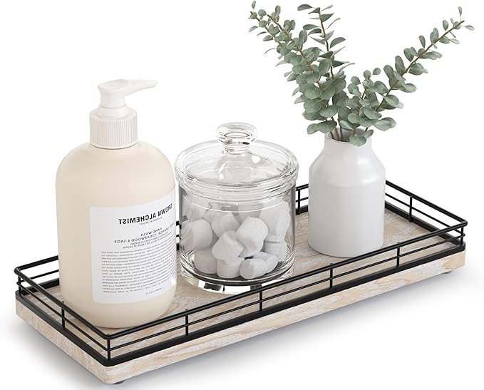 Bathroom Tray for Counter Top Organizer – Ash Wood Vanity Tray by Focusonit