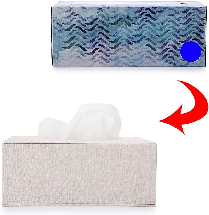 Sumnacon Tissue Box Cover Rectangle Linen Tissue Box, Stylish Tissue Box Holder - Image 7