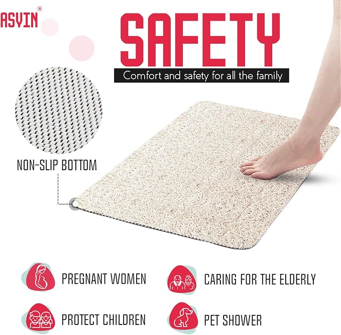 Asvin Soft Textured Bath, Tub Mat, 24x16 Inch, Phthalate Free, Non Slip Comfort - Image 2