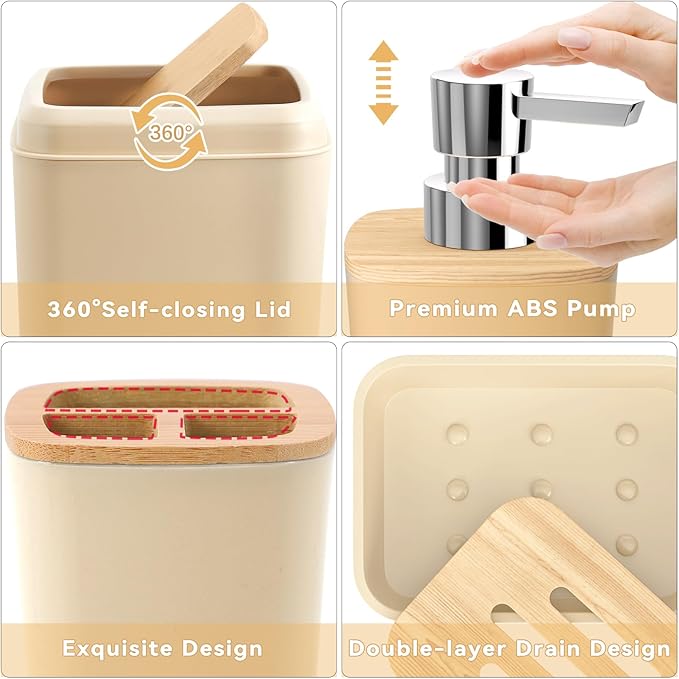 Beige Bathroom Accessories Set - Image 5