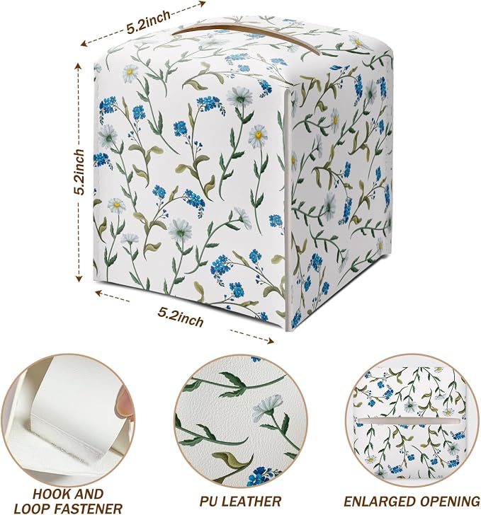 Dasiy and Blue Floral Tissue Box Cover Square - Image 2