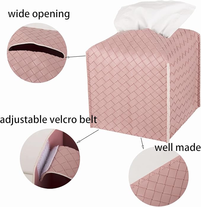 Tissue Box Cover PU Leather Tissue Holder Square Facial Tissue Case Facial - Image 5