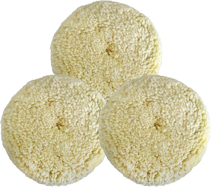Wool Buffing Pad Kit 5" 3PCS 100% Natural Wool Car Auto Hook and Loop Grip - Image 6