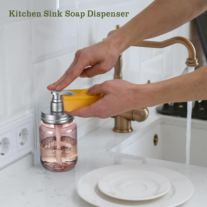 Amolliar 16 Oz Plastic Soap Dispenser, Refillable Hand Dish Soap Dispenser - Image 5