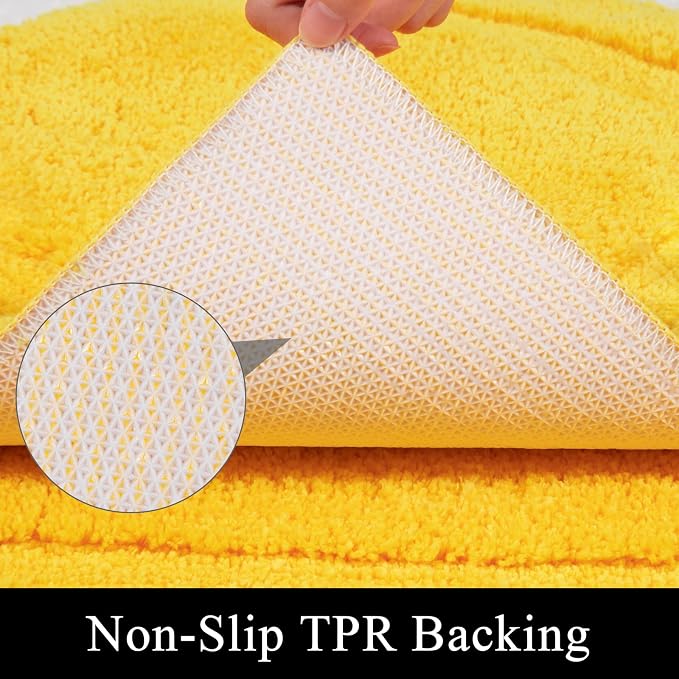 SHACOS Yellow Fall Bathroom Rugs Sets 3 Piece, Soft Fluffy Water Absorbent Bath - Image 5